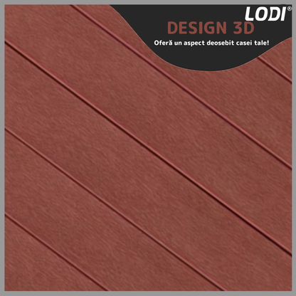 Set Tapet Panou 3D Lodi101, Model Lemn, suprafata acoperire 4.9 mp, autoadeziv, waterproof, usor de montat, design modern, 70x70 cm, maro inchis