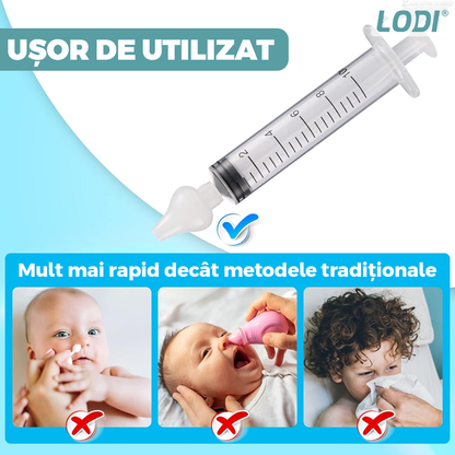 Set 2 Bucati Irigator / Dus Lavaj Nazal Lodi528, dispozitiv curatare sinusuri si decongestie nazala, cap din silicon, 10ml, transparent