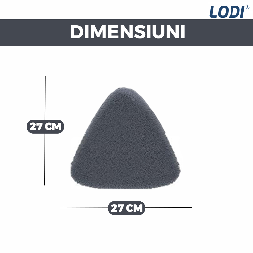 Set 3 Rezerve pentru Mop cu Cap Triunghiular Lodi357, rotire 360 grade, 27 cm, gri