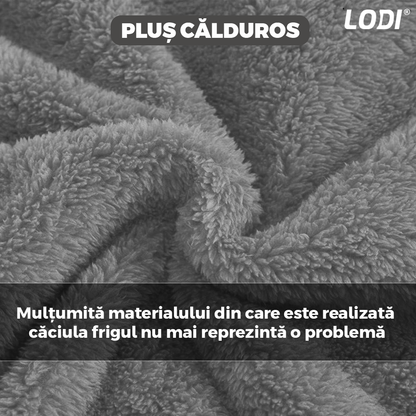 Caciula Pentru Copii Tip Cagula Lodi520, 2 in 1, tematica lumea animalelor, model ursulet panda zambitor, 1-5 ani, gri