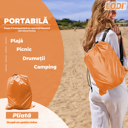 Saltea Gonflabila Tip Sezlong Lazybag Lodi1233, material rezistent, umflare fara pompa, pentru plaja/picnic/camping, rucsac de depozitare, 190 x 70 cm, portocaliu