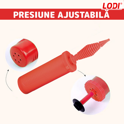 Pompa Manuala Pentru Umflat Baloane cu Dublu Sens Lodi370, multifunctionala, materiale calitative, umflare rapida, rosu/negru, 28 cm