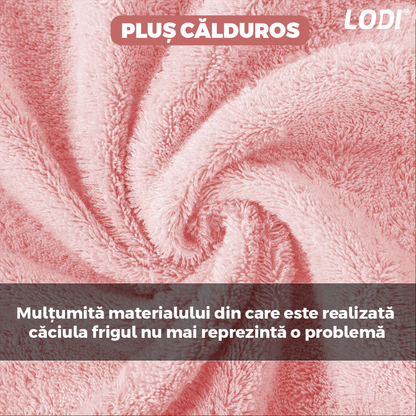 Caciula Pentru Copii Tip Cagula Lodi523, 2 in 1, tematica lumea animalelor, model ursulet panda zambitor, 1-5 ani, roz