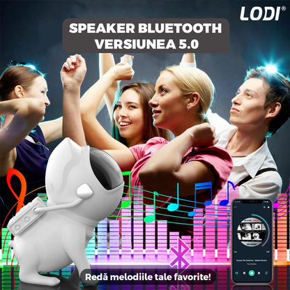 Proiector de Stele Catel Astronaut 2.0 Lodi549, lampa de veghe pentru copii, control prin aplicatie, compabil cu Alexa/Google Assistant, reglare 360, sunete albe, trepte de ajustare luminozitate, timer, 15 moduri de iluminare, speaker bluetooth, alb