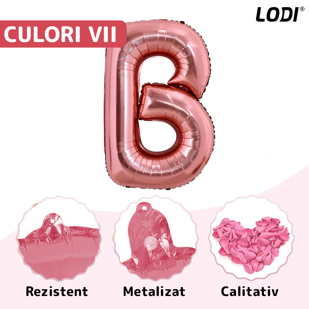 Set 12 Baloane Lodi1048, Litere, pentru Petreceri/Aniversari/Evenimente, o singura dimensiune, o culoare, metalizate, folie, model BINE ATI VENIT, roz, 45 cm