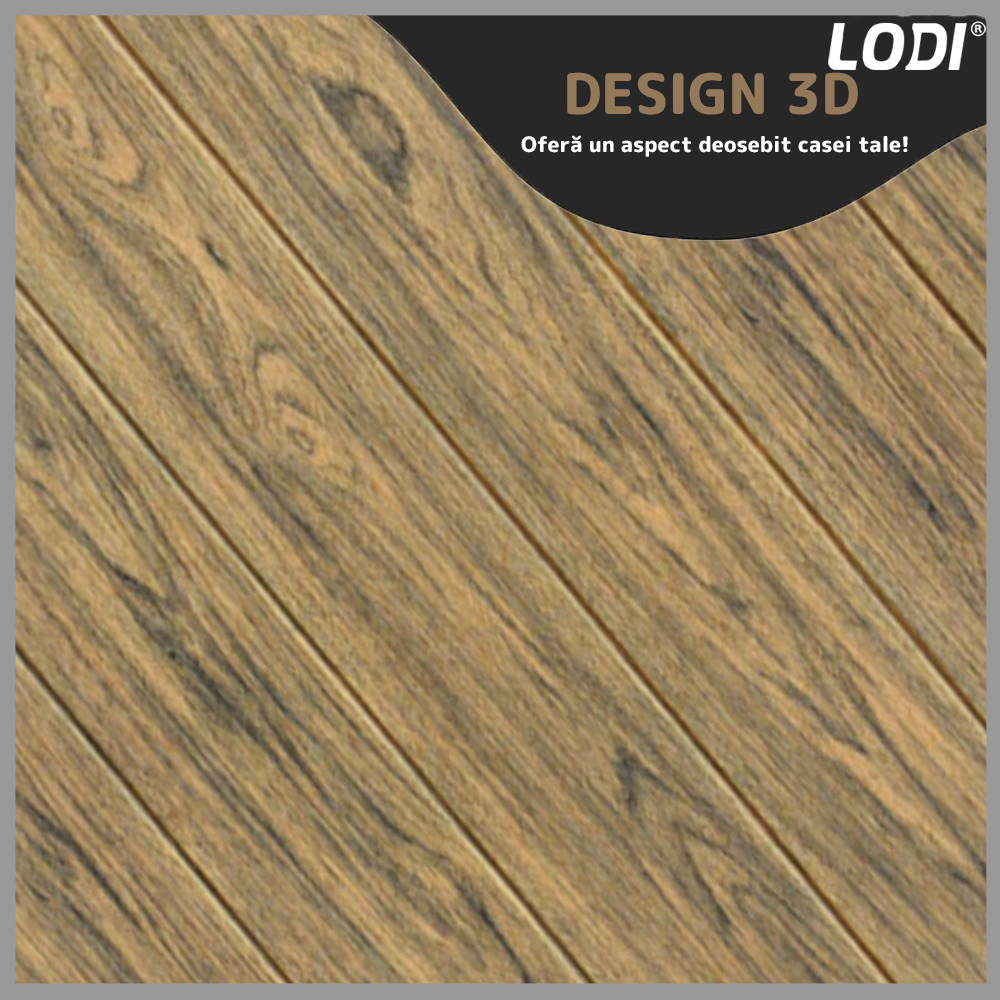 Set Tapet Panou 3D Lodi96, Model Lemn, suprafata acoperire 4.9 mp, autoadeziv, waterproof, usor de montat, design modern, 70x70 cm, maro stejar