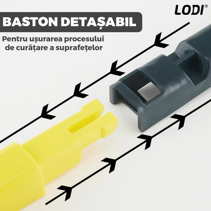 Stergator 2 in 1 Lodi1092, design dual cu laveta si racleta, maner detasabil, curatare si lustruire, ideal pentru toate tipurile de suprafete, gri/galben