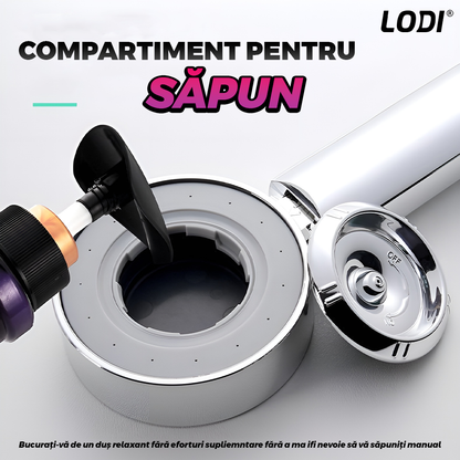 Para de Dus Dubla Lodi1507, recipient de sapun incorporat, 2 moduri de utilizare, mod presiune ridicata, mod spa, usor de utilizat, operare fara butoane, gri