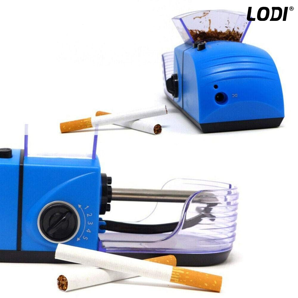 Aparat Electric de Facut Tigari Lodi278, injector tutun, 5 niveluri de maruntire, ergonomic, dimensiune standard, accesorii incluse, albastru