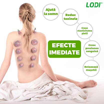 Set 12 Ventuze pentru Masaj Lodi682, beneficii multiple, pompa cu vacuum, terapie, decongestionare, verde