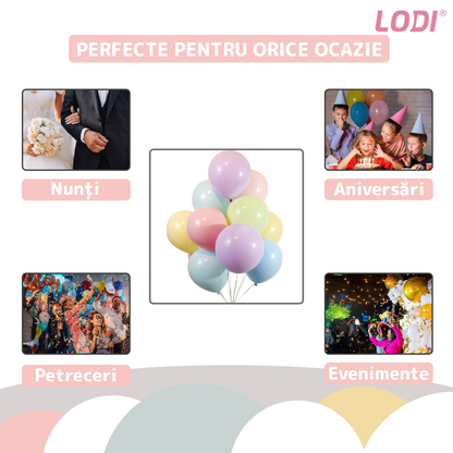 Set 15 Baloane Lodi299, pentru Petreceri/Aniversari/Evenimente, o singura dimensiune, latex, multicolor pastel