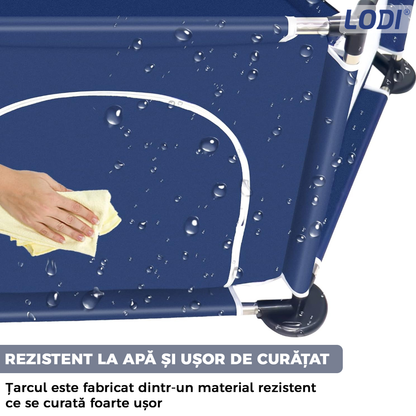 Tarc/Loc de Joaca pentru Copii Lodi296, usa cu fermoar exterior, plasa, materiale calitative, usor de montat, dimensiuni 125x110x65.5, albastru