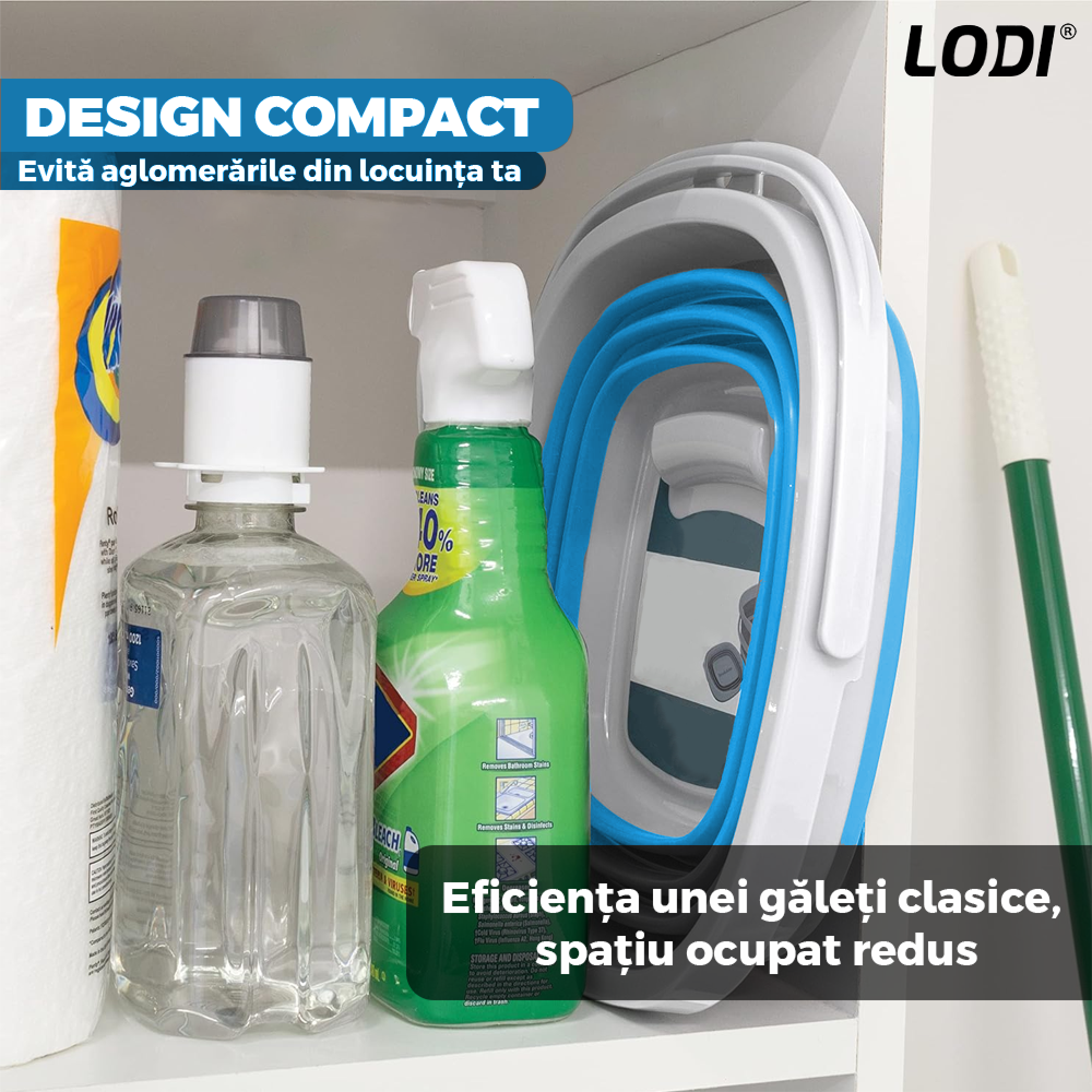 Galeata Pliabila Lodi666, rezistenta, usor de depozitat, compacta, capacitate de 10 L, albastru