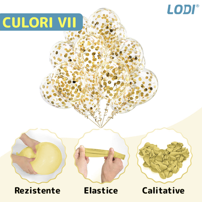 Set 5 Baloane cu Banner Lodi1062, Confetti, pentru Petreceri/Aniversari/Evenimente, model HAPPY BIRTHDAY, albastru