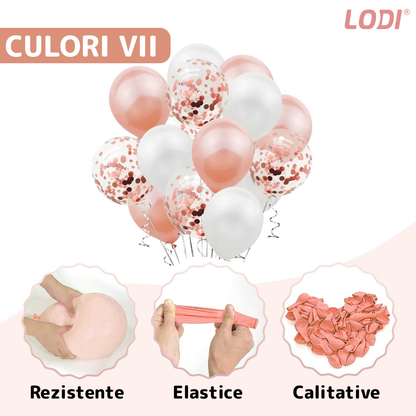 Set 15 Baloane Lodi262, Confeti, pentru Petreceri/Aniversari/Evenimente, o singura dimensiune, 3 culori, latex, roz/alb/transparent