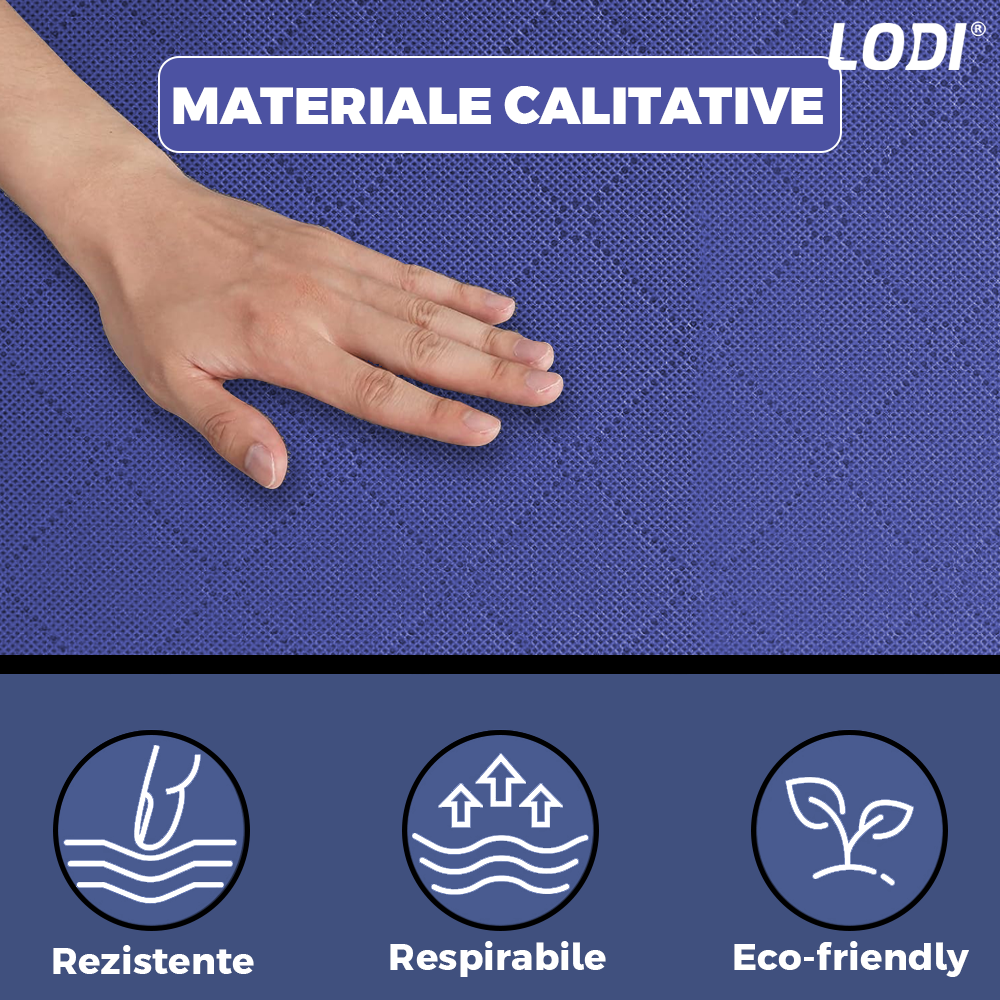 Set 3 Cutii pentru Depozitare si Organizare Lodi1055, 3 dimensiuni, pliabile, maner ranforsat si fereastra transparenta, pentru haine/paturi/ plapumi/ perne/ lenjerii de pat/jucarii, 60 L / 84 L / 105 L, albastru
