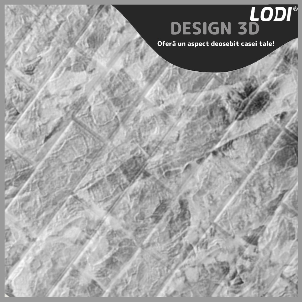 Set Tapet Caramida 3D Lodi78, Model Piatra Naturala, suprafata acoperire 5.3 mp, autoadeziv, waterproof, usor de montat, design modern, 70x77 cm, gri