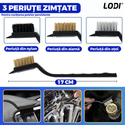 Set Premium 26 Piese Detailing Auto Lodi677, curatare masina Interior-exterior, 5 pensule detaliu, burete aplicator, laveta microfibra, perii aer conditionat, perii de zimtate, manusa microfibra fata-verso, albastru