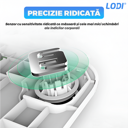 Cantar Electronic Inteligent Lodi127, pentru baie, corporal, aplicatie smart, indicator greutate/baterie/temperatura, conectare bluetooth, afisaj digital, greutate maxima suportata 180 kg, baterii incluse, alb