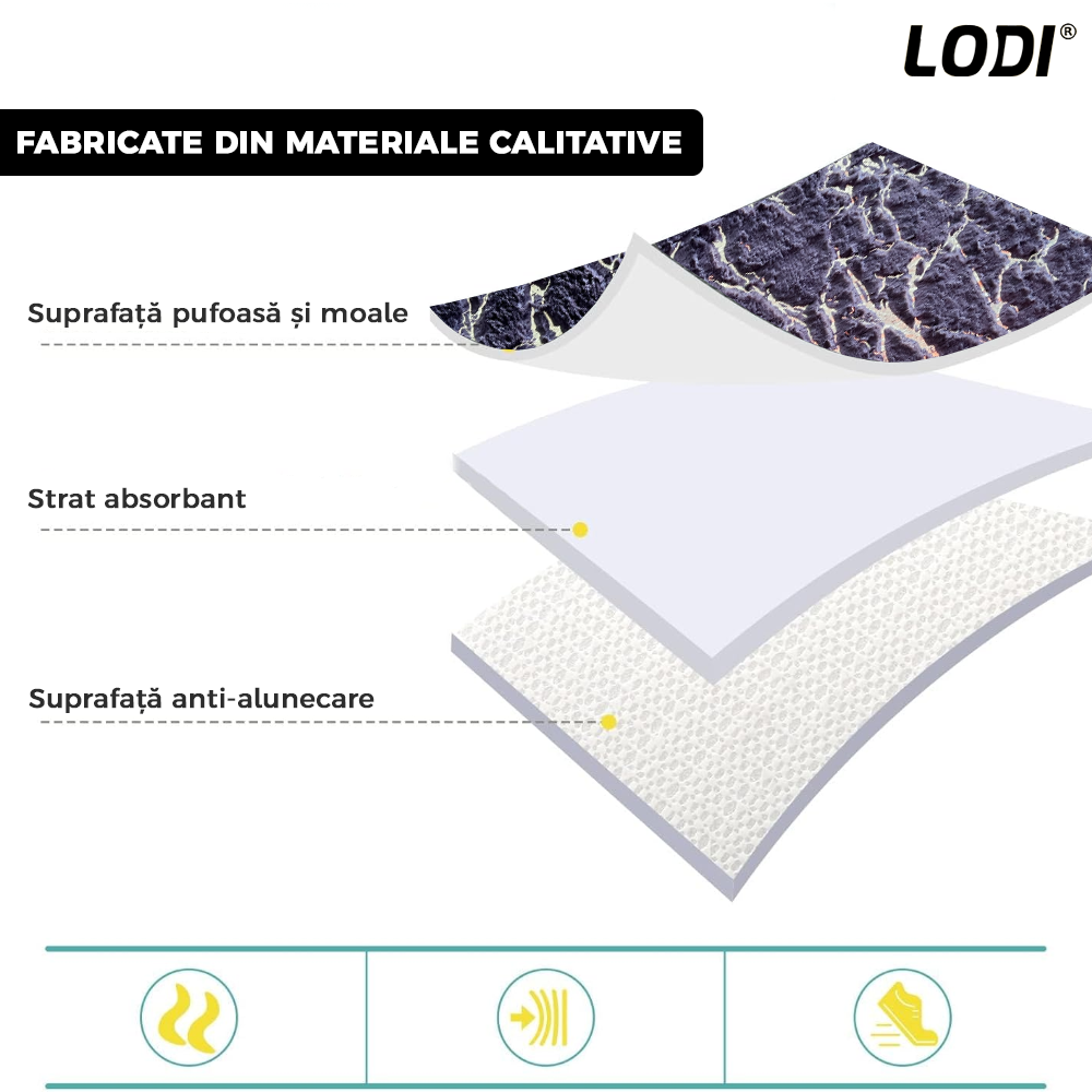 Set 2 Covorase de Baie Lodi442, anti-derapante, material moale, design modern, finisaj auriu, Model 12, 80x50 & 50x40cm, maro