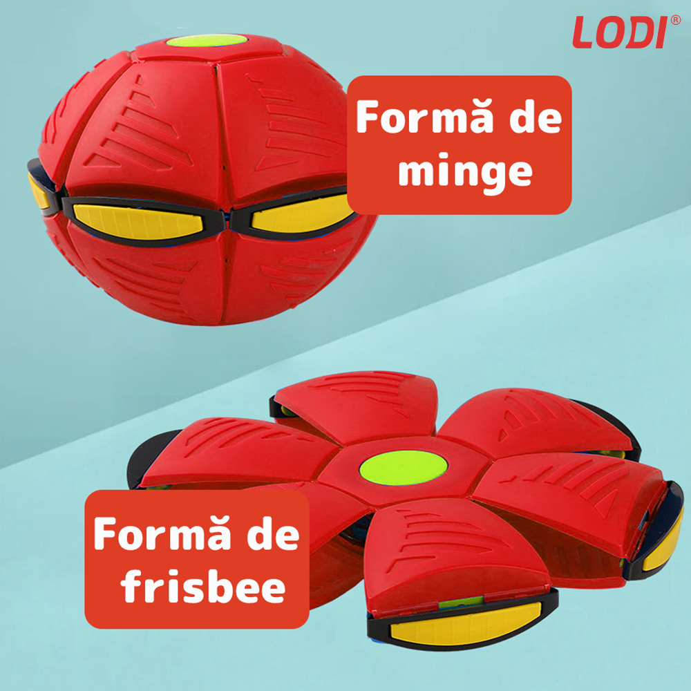 Minge Zburatoare Transformabila in Disc Frisbee Lodi341, 2 moduri de joaca, 23 cm, rosu
