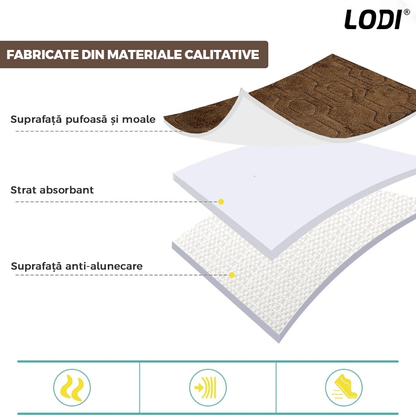 Set 2 Covorase de Baie Lodi1016, anti-derapante, material moale, design modern, model hexagoane, 80x50 & 50x40cm, maro