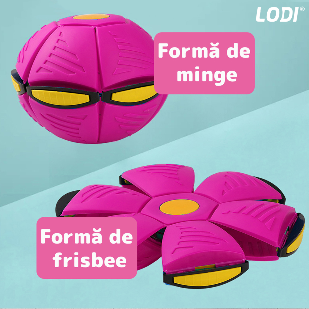 Minge Zburatoare Transformabila in Disc Frisbee Lodi354, 2 moduri de joaca, 23 cm, roz
