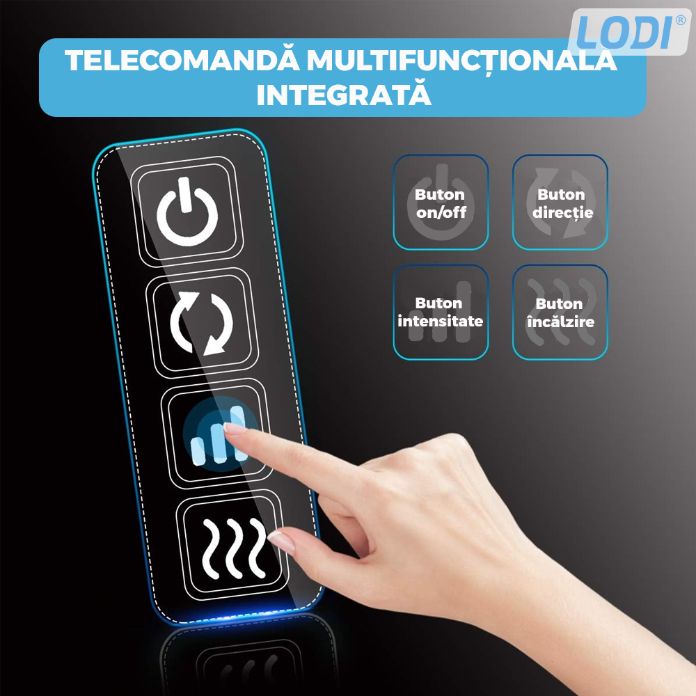 Aparat Profesional pentru Masaj Cervical Lodi329, spate, lombara, abdomen si picioare, shiatsu, 4 puncte de masaj, albastru