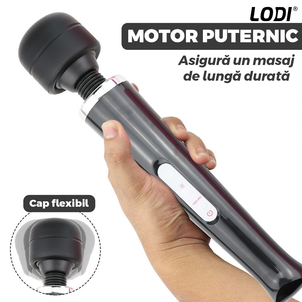 Aparat de Masaj Lodi1093, 10 Frecvente de Vibratii, waterproof, alimentare USB, portabil, elimina durerile musculare, negru