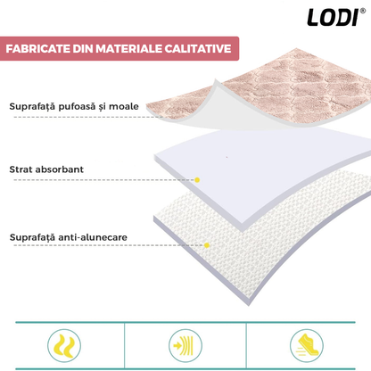 Set 2 Covorase de Baie Lodi1019, anti-derapante, material moale, design modern, model floral, 80x50 & 50x40cm, roz