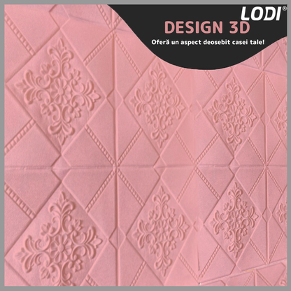 Set Tapet 3D Lodi117, suprafata acoperire 4.9 mp, autoadeziv, perete/tavan, model floral, waterproof, usor de montat, design modern, 70x70 cm, roz