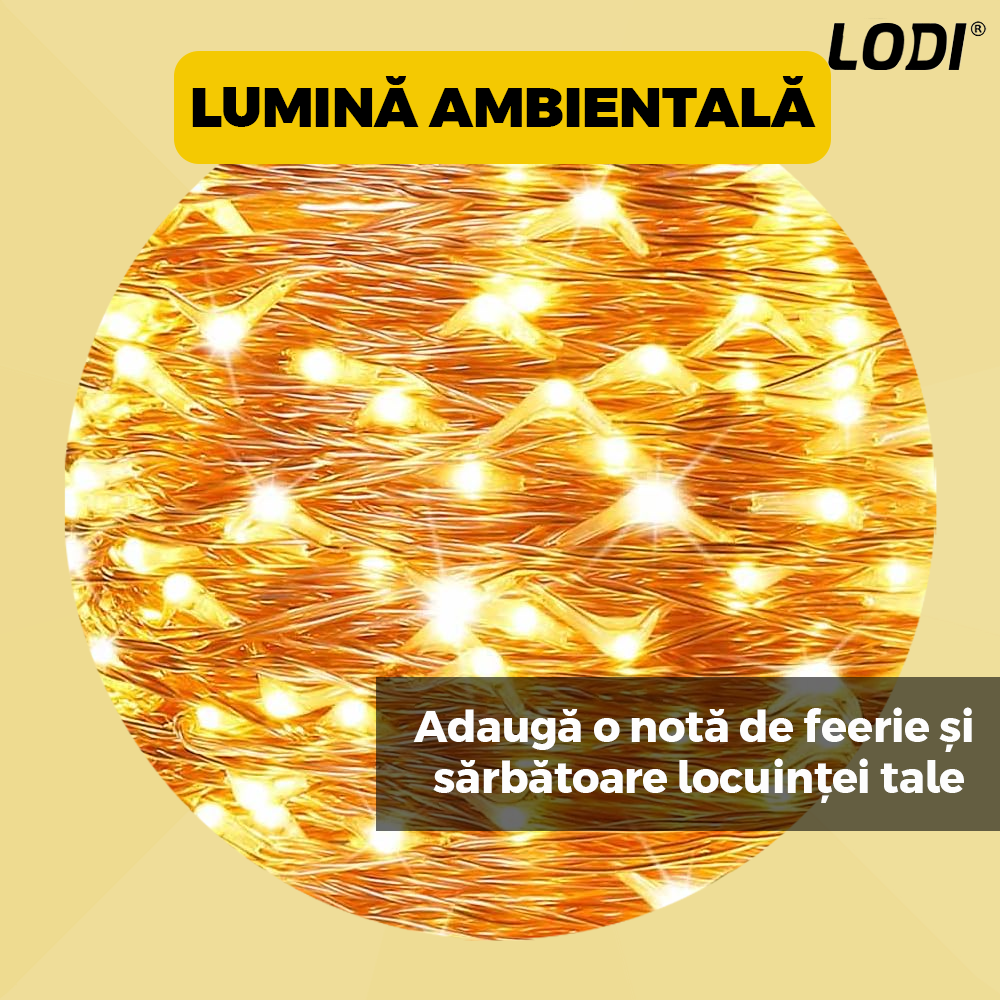 Instalatie de Craciun Perdea Lodi1441, fir cupru, 3x3 m, control prin telecomanda, 8 jocuri de lumini, alimentare USB, fir alb, interior/exterior, 300 LED-uri, alb cald