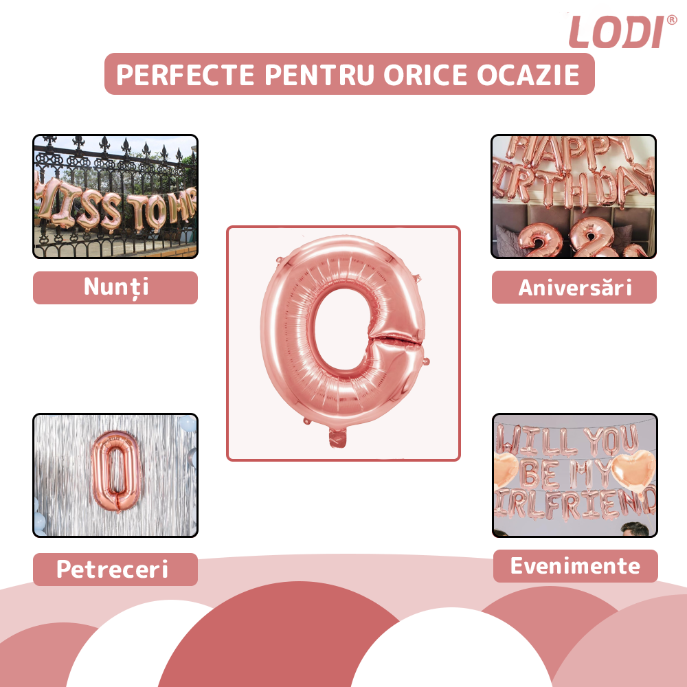 Balon in Forma de Litera O Lodi1474, metalizat, pentru Petreceri/Aniversari/Evenimente, rezistent, folie, rose gold, 40 cm