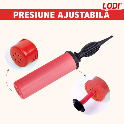 Pompa Manuala Pentru Umflat Baloane cu Dublu Sens Lodi371, multifunctionala, materiale calitative, umflare rapida, rosu/negru, 28 cm