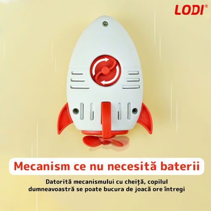 Jucarie de Baie pentru Copii Lodi37, Racheta Inotatoare, interactiva, fara baterii, mecanism cu cheita, 8x11cm, rosu/alb