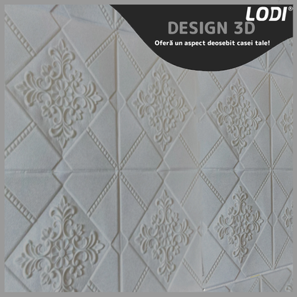 Set Tapet 3D Lodi116, suprafata acoperire 4.9 mp, autoadeziv, perete/tavan, model floral, waterproof, usor de montat, design modern, 70x70 cm, gri