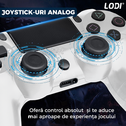 Controller Wireless DoubleShock Lodi1193, compatibil cu PS4, joystick-uri analog, vibratie dubla, baterie performanta, alb