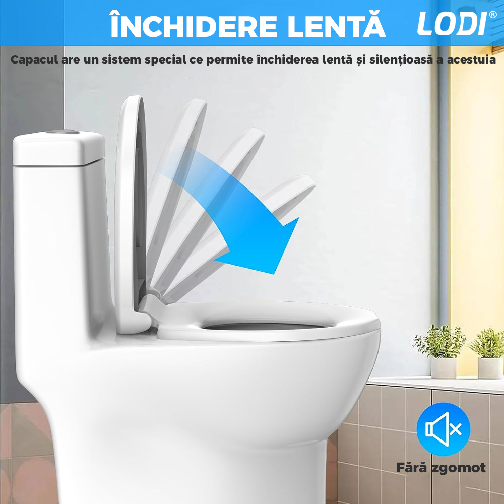 Capac WC cu Reductie 2 in 1 Lodi124, inchidere lenta duala, reductor cu prindere magnetica, adulti si copii, plastic durabil, alb