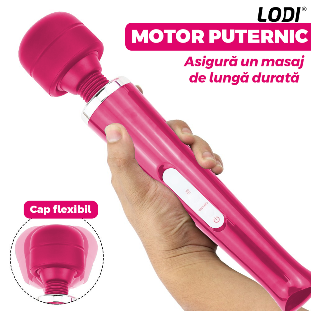 Aparat de Masaj Lodi1094, 10 Frecvente de Vibratii, waterproof, alimentare USB, portabil, elimina durerile musculare, roz