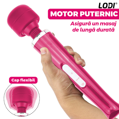Aparat de Masaj Lodi1094, 10 Frecvente de Vibratii, waterproof, alimentare USB, portabil, elimina durerile musculare, roz