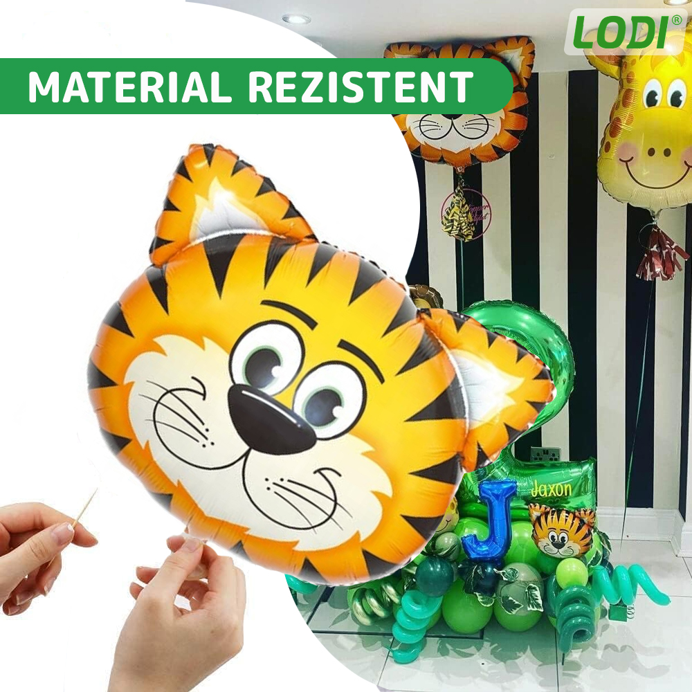 Set 5 Baloane Animale Lodi302, pentru Petreceri/Aniversari copii, tema junglei/safari, latex, multicolor/verde