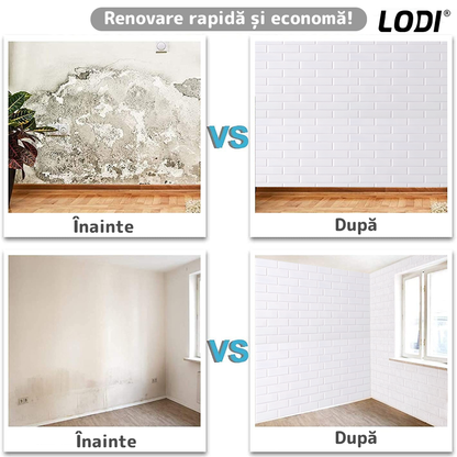 Set 10x Tapet 3D Lodi815, suprafata acoperire 5.3 mp, autoadeziv, Model Caramida Slefuita, perete/tavan, waterproof, usor de montat, design modern, 70x70 cm, alb