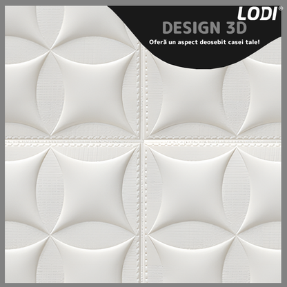 Set 10x Tapet 3D Lodi827, suprafata acoperire 4.9 mp, autoadeziv, Model Pernute, perete/tavan, waterproof, usor de montat, design modern, 70x77 cm, alb