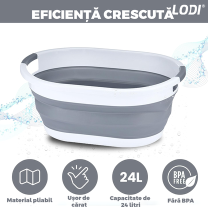 Cos de Rufe Pliabil  Lodi676, organizare si depozitare, multiafunctional, compact, 24 litri, 53 x 38 x 24 cm, gri
