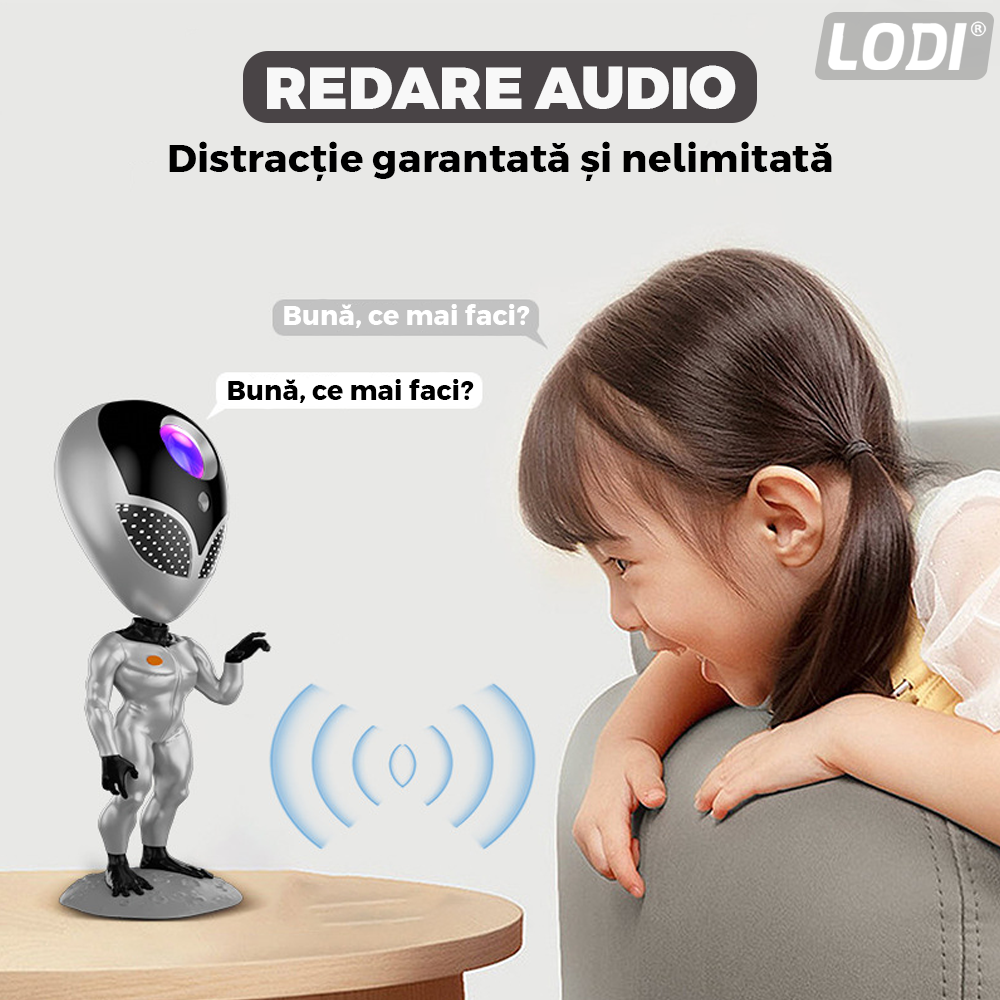 Proiector de Lumini Lodi545, tip extraterestru, cu telecomanda si timer pentru durata de iluminare, 8 moduri de proiectie, rotire 360 de grade, ajustare luminozitate, gri