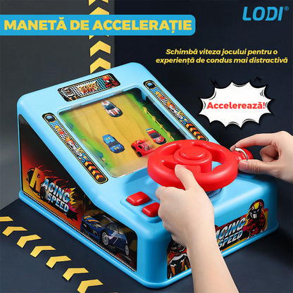 Simulator Auto Curse de Masini Lodi1065, joc interactiv de condus, functii diverse, buton de muzica, sirena, claxon, acceleratie, albastru