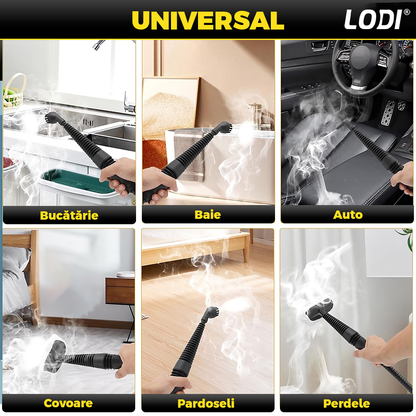 Aparat de Curat cu Abur Lodi1515, 3 Bar, incalzire imediata, capacitate mare, rezervor de 350 ml, presiune ridicata, temperatura 100-150°, accesorii incluse, putere 1200 W, galben/negru