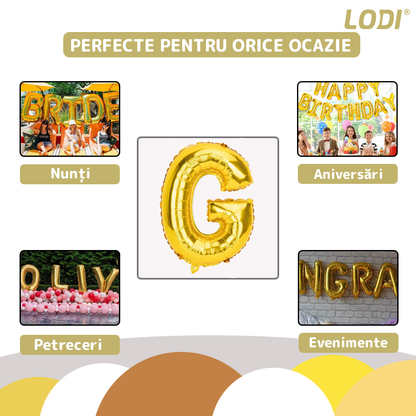 Balon in Forma de Litera G Lodi1471, metalizat, pentru Petreceri/Aniversari/Evenimente, rezistent, folie, gold, 40 cm
