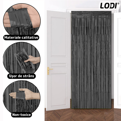 Set 2 bucati Perdea Decorativa Lodi325, din folie negru metalizat, pentru petreceri aniversare