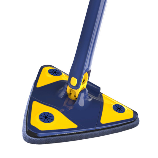 Mop cu Cap Triunghiular Lodi1146, rotire 360 grade, telescopic, curatare usoara, 127 cm, albastru/galben deschis